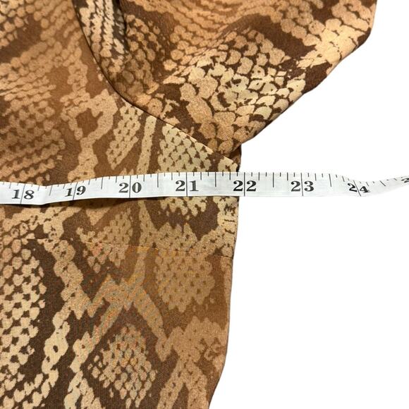 G by Giuliana Brown Snakeskin Semi-Sheer Midi Dress size Large 3/4 Sleeves - Picture 5 of 6